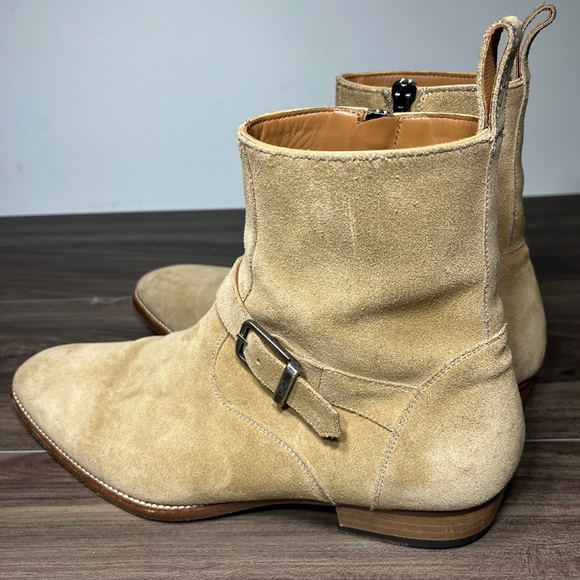 ORO Ankle Strap Boots Beige Suede Buckle Zip Side Pull On Dress Shoes Mens Sz 9 main image 5